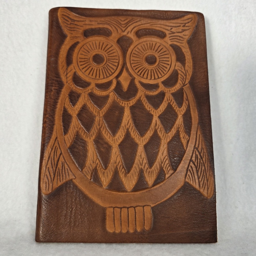 NWT Owl Embossed Leather Journal 6" X 9" Made‎ In Italy Vintage Look Paper Edges